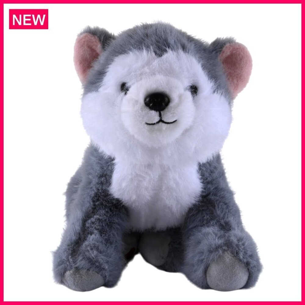 Plush Husky Dog Crossbody Bag with Detachable Chain Strap, Zipper Closure